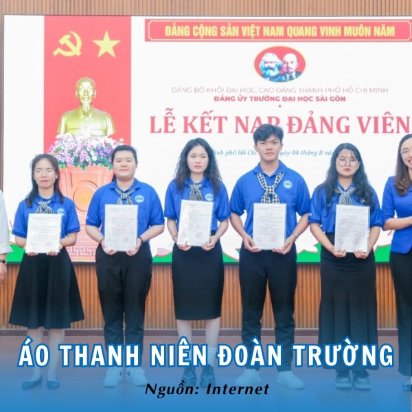 Mẫu áo màu xanh thanh niên hy vọng tay ngắn của Đoàn trường Đại học Sài Gòn