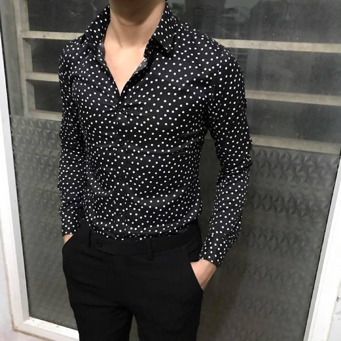 Mẫu sơ mi nam họa tiết chấm bi tinh tế và hiện đại