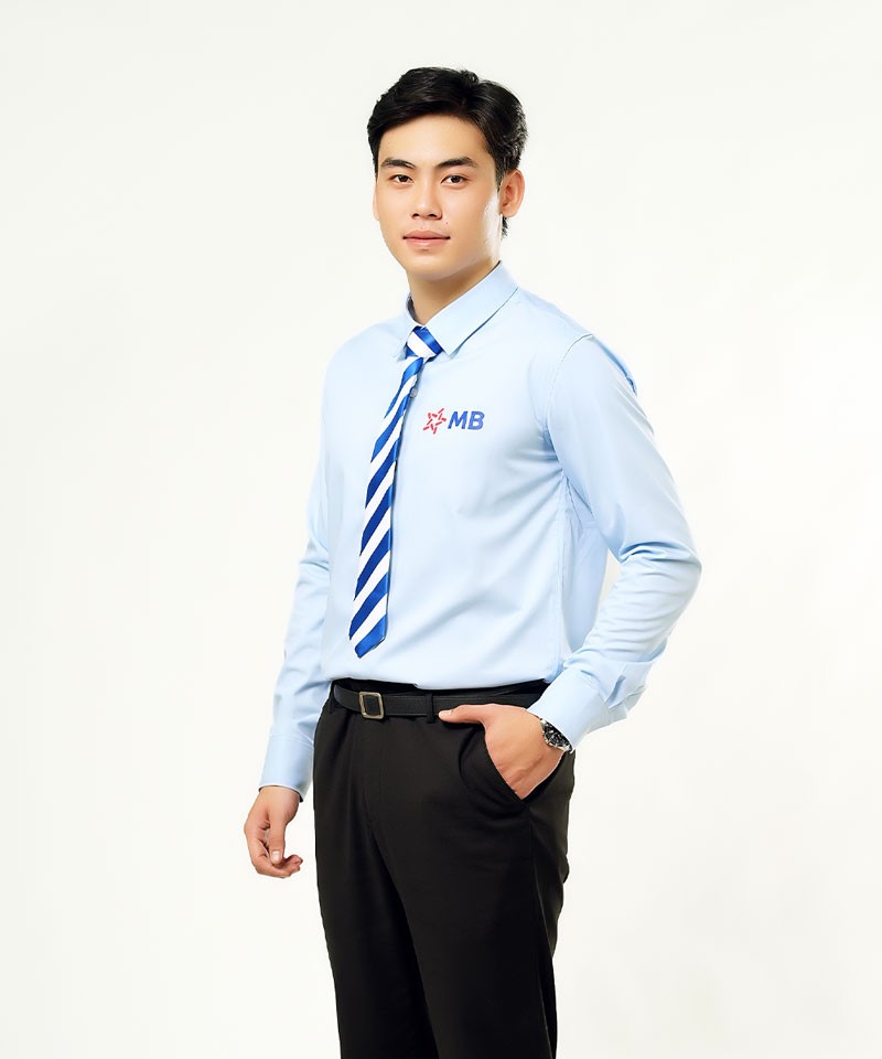 Mẫu áo sơ mi đồng phục MB Bank thanh lịch và hiện đại