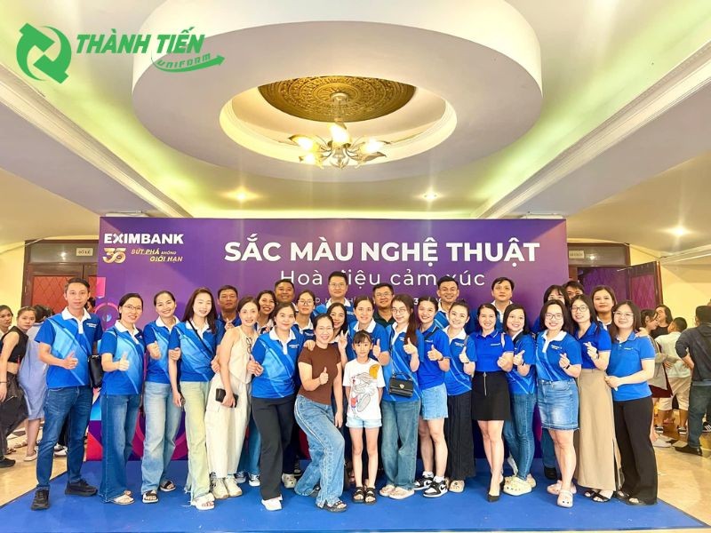 Áo thun đồng phục Eximbank xanh dương dùng trong hoạt động sự kiện