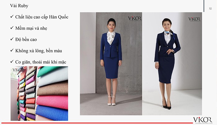 Vải ruby mềm mại và nhẹ, lại không xù lông giúp cho bộ đồng phục thêm phần chất lượng