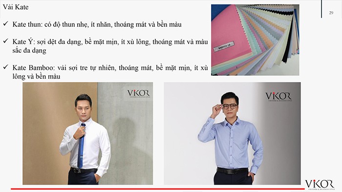 Chất liệu may áo sơ mi nam đa dạng từ kate (kate thun, kate Ý, kate Bamboo) đến nano nhiều ưu điểm