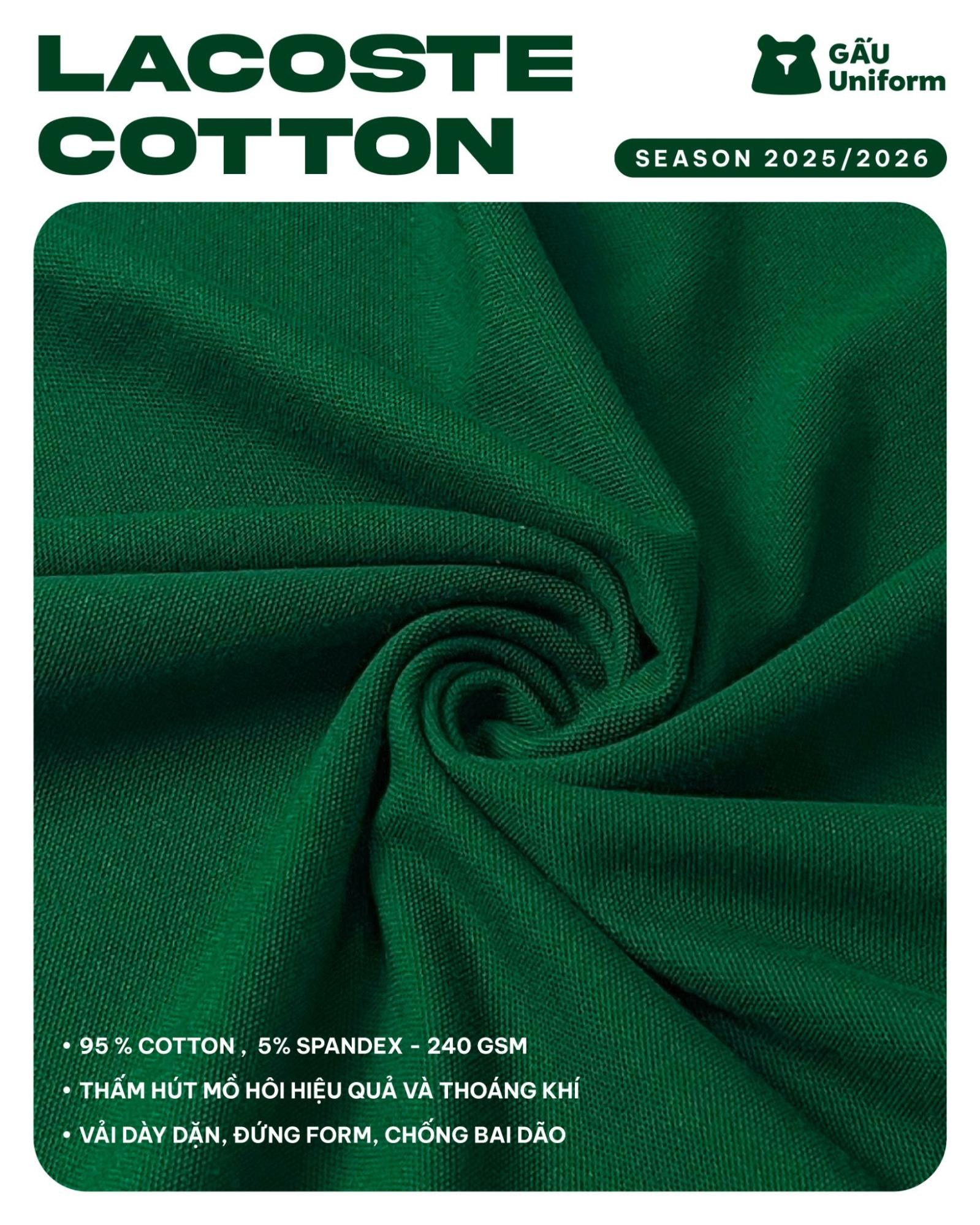 Vải Lacoste Cotton thấm hút mồ hôi vượt trội