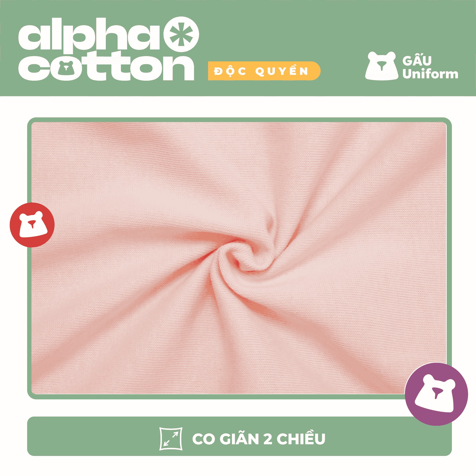 Vải Alpha Cotton 100% cotton cao cấp, mềm mịn