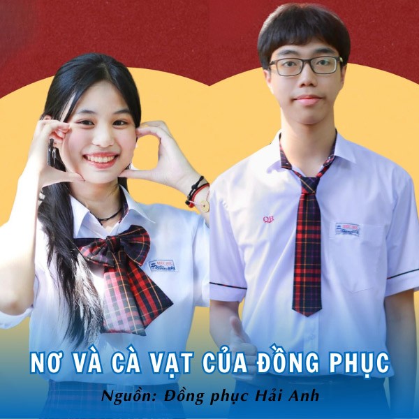 Nơ và cà vạt của đồng phục Quốc học hài hòa, rực rỡ
