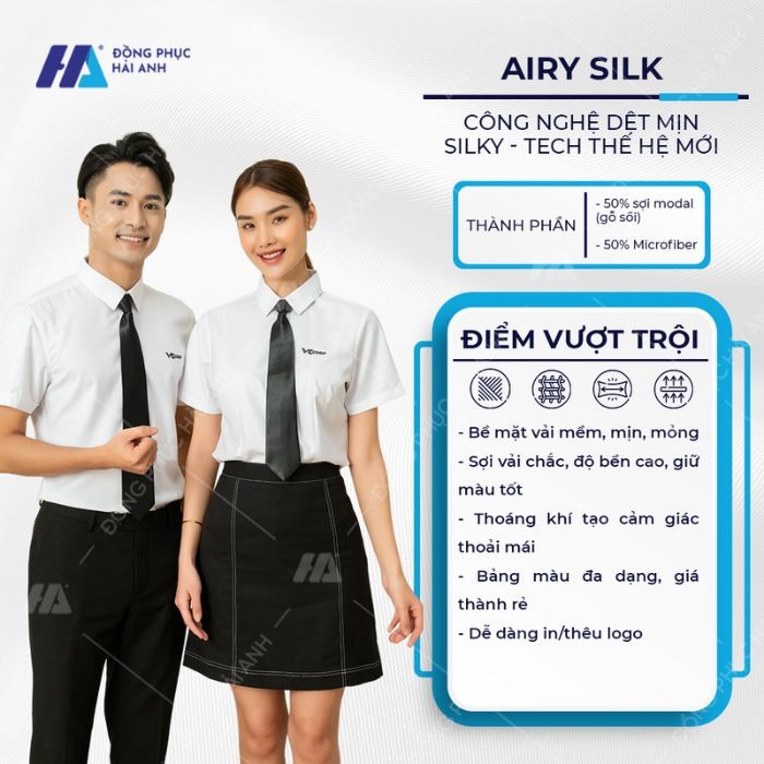Chất liệu vải Airy Silk là sự ưu tiên hàng đầu cho các mẫu áo sơ mi công sở