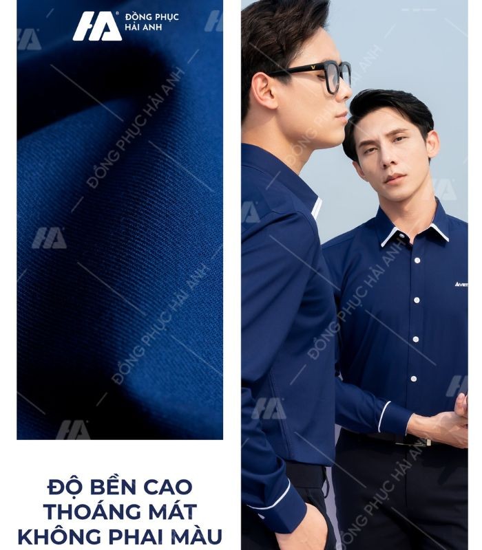 Áo đồng phục sơ mi may vải kate lịch sự, trang trọng