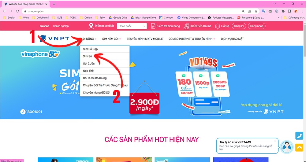 Mua sim đầu số 0823 qua website VinaPhone