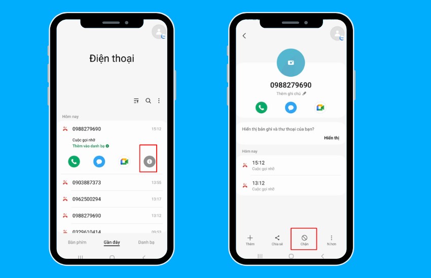 Hình ảnh minh họa cách chặn số điện thoại trên điện thoại Android