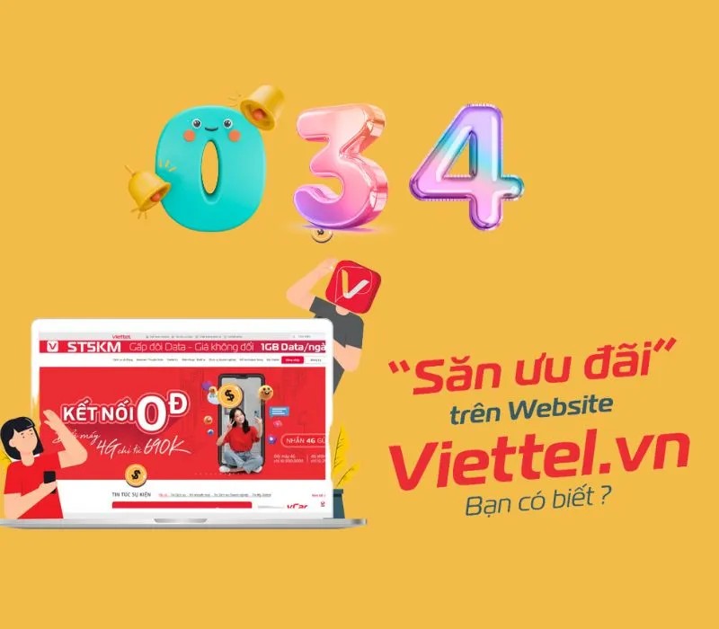 Ngập tràn ưu đãi cho đầu số 034 từ nhà mạng Viettel
